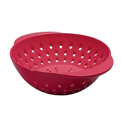 Tovolo Mini Berry Colander Fruit Strainer for Washing Blueberries Strawberries & Produce, Easy Clean Dishwasher Safe Small Colander with Handle BPA Free Melamine Plastic Kitchen Strainer, Cayenne Red