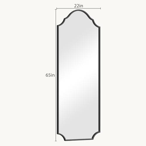 WallBeyond Arched Full Length Mirror Wall Mounted, 65"x22" Black Metal Frame Full Body Mirror for Bedroom, Living Room, Hanging or Leaning Against Wall Full Size 7