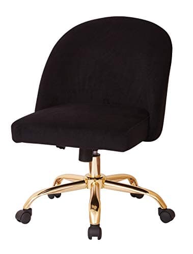 OSP Home Furnishings Layton Mid-Back Adjustable Office Chair with 5-Star Base, Gold Finish and Black Velvet 8