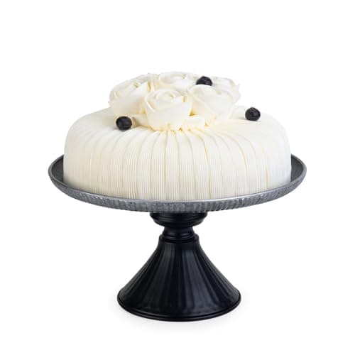 Aimto 10 Inch Galvanized Cake Stand,Rustic Farmhouse Fruit Plate Stand, Dessert Holder for Weddings, Baby Showers, Birthday Parties, Anniversaries, Metal Corrugated Edges Silver, T-dgj-1