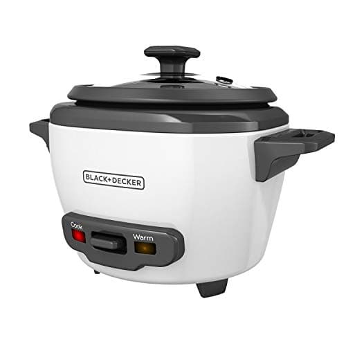 BLACK+DECKER 3-Cup Rice Cooker, RC503, 1.5-cup Uncooked Rice, Steaming Basket, Removable Non-Stick Bowl, One Touch, White