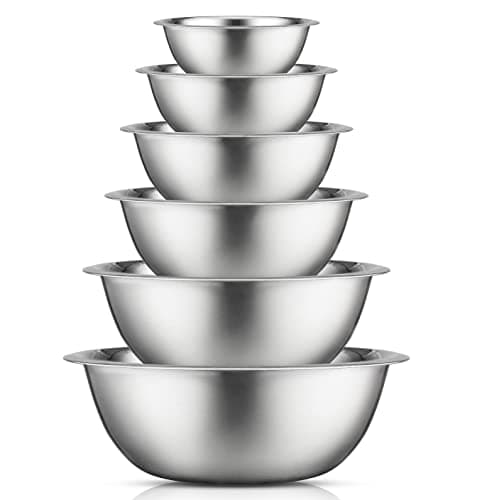 JoyJolt Stainless Steel Mixing Bowl Set - 6 Piece Nesting Bowls, 5qt to 0.5qt, Ideal for Kitchen, Cooking, Baking and Storage