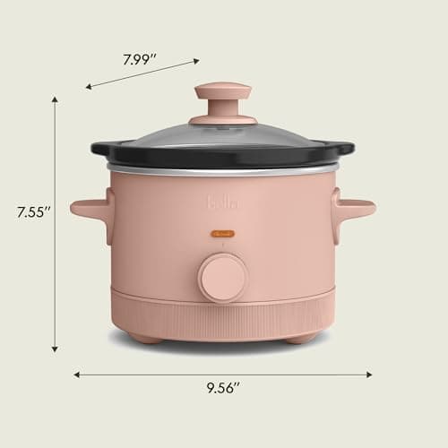 bella 1.5 Qt Slow Cooker with 3 Heat Manual Control, Ceramic Nonstick Coating, Dishwasher Safe Stoneware Pot and Tempered Glass Lid, Tangle Free Cord Wrap & Cool Touch Handles, Blossom 8