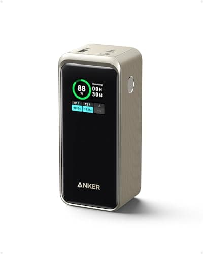 Anker Prime Power Bank, 20K Portable Charger with 200W Output, Smart Digital Display, 2 USB-C and 1 USB-A Port Compatible with iPhone 15/14/13 Series, Samsung, MacBook, Dell, and More Golden A1336