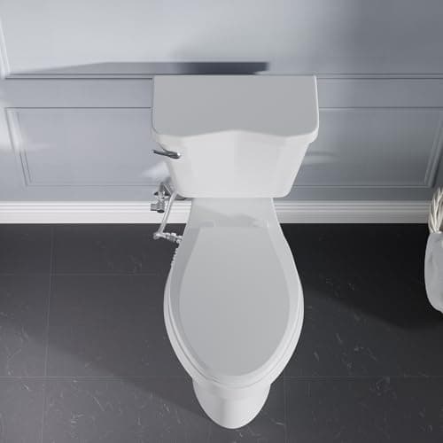 Clirass Bidet Toilet Seat, Soft Close Elongated Toilet Seat, Button control Feminine/Posterior Wash Switch, Knob Control Water Pressure,White Bidet Seat Attachment with Brass inlet Easy Installation 9
