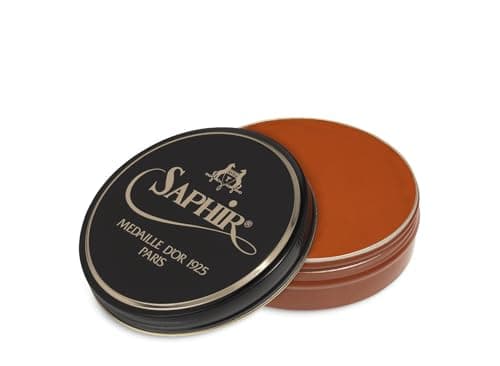 SAPHIR Medaille d’Or Pate De Luxe - Natural Wax Shoe Polish for Leather Shining - 50ml - Cognac