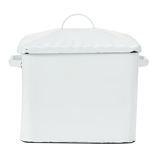 Creative Co-Op Distressed White Bread Box with Lid 9