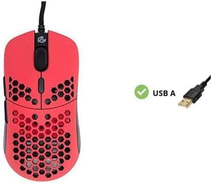 G-Wolves Hati HTM/HT-M Medium 56g Ultra Lightweight Honeycomb Wired Gaming Mouse, PixArt 3389 Sensor 16000 DPI, 6 Programmable Buttons, Low Latency, for PC/Mac (Faze Red) 5