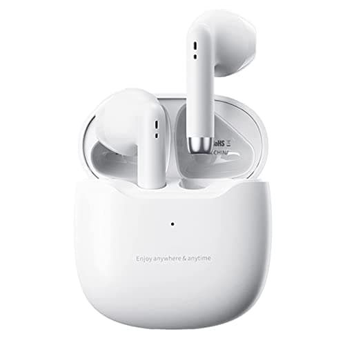 True Wireless Earbuds White Bluetooth 5.3 with Microphone for Working Out Noise Canceling Blue Tooth Ear Buds Deep Bass TWS Wireless Earphones with Charging Case in Ear Headphone for iPhone Android