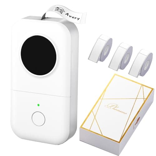 Phomemo Label Printer- D30 Label Maker Machine with 3 Roll Adhesive Label Thermal Paper, Back to School Supplies for Kids,Teacher, Sticker Printer,for Office Home Organization (USB Rechargeable)-White