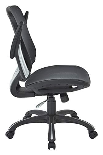 Office Star Riley Ventilated Manager's Office Desk Chair with Breathable Mesh Seat and Back, Black Base with Black 8