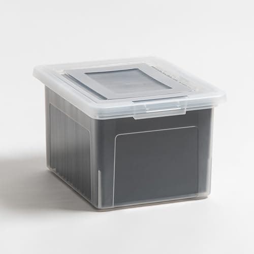 IRIS USA File Box, Plastic File Boxes With Lids, Document Organizer for Letter/Legal File, Document Box, Storage Bin For Hanging Files, Secure Latching Lid Stackable BPA-Free, Clear 35 Qt. 1 Pack 7