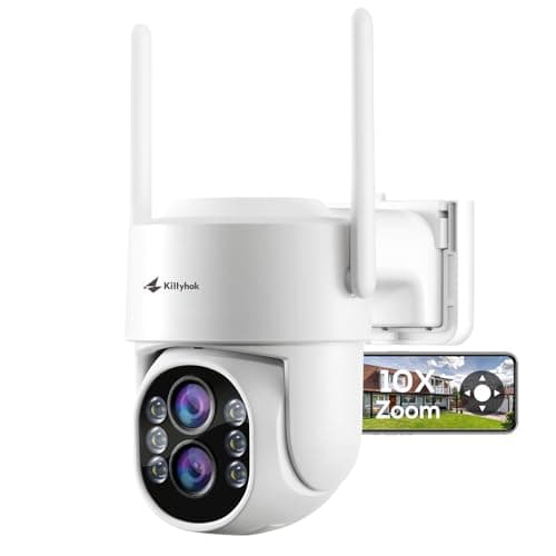 Kittyhok Dual Lens PTZ Security Camera Wireless Outdoor | 2K FHD Wireless Security Camera with 10X Hybrid Zoom, 360 Viewing, Auto Tracking, Spotlight, Human Detection, Support SD Card