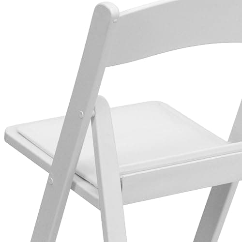 Flash Furniture Hercules Series Folding Chair - White Resin - Set of 4 800LB Weight Capacity Comfortable Event Chair - Light Weight Folding Chair 16