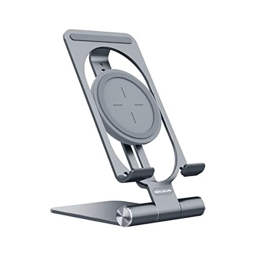 Nillkin Fast Wireless Charger - Metal Foldable and Adjustable Wireless Charging Stand for iPhone 16 15 14 13 12, Samsung Galaxy S25 S24 S23 S22 S21 Ultra/Plus and Android Phones, Space Grey