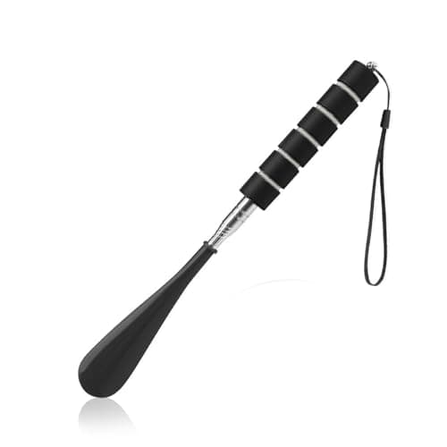 FaceWood Shoe Horn Long Handle Retractable Shoehorn Telescopic Foldable Shoe Puller Adjustable Shoe Aids for Home Travel Easy Slip on (Black)