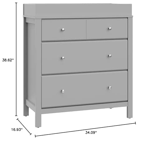 Storkcraft Horizon 3 Drawer Chest with Changing Topper (Pebble Gray) – GREENGUARD Gold Certified, Includes Removable Changing Table Topper, Chest of Drawers for Nursery & Kids Bedroom 14