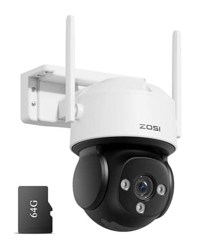 ZOSI C290 4K 8MP UHD Wired WiFi Security Camera Outdoor Indoor, Plug-in Pan/Tilt IP Camera, AI Human Face Vehicle Detection, Auto Tracking, Night Vision, Siren Alarm, 2-Way Audio, 64GB Memory Card