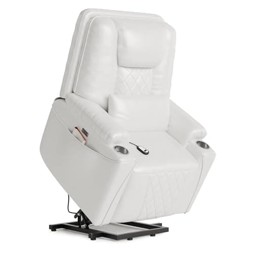 Power Lift Recliner Chair Sofa, Electric Recliner Chair for Seniors, Stand Assist, USB Charging Ports, Cup Holders, Side Storage Pockets, Remote Control, Home Theater Seating for Living Room, White 8