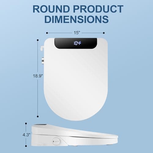 IYTATA Electric Bidet Toilet Seat, Warm Water with Air Dryer, Heated Seat and Slow Close Lid, Front and Rear Wash, LED Nightlight, Wireless Remote, Black, Round, 102D 7