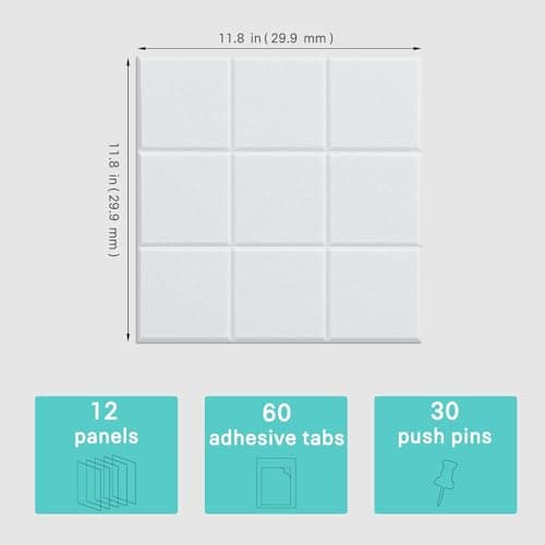 Cork Board for Walls 48" x 36", Bulletin Board for Office Decor, 12 Pack Felt Wall Tiles with Safe Removable Adhesive, Pin Tack Corkboard for Quilting Design & Dart Wall Protector - White 5