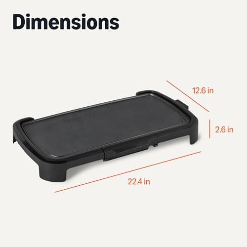 Amazon Basics Electric Griddle with Nonstick Ceramic Coating, Flat Grill for Pancake, 10 x 20 inches, Black 5