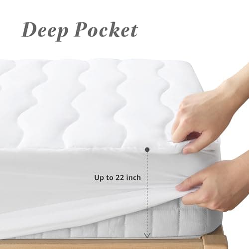 Cotton Waterproof Twin XL Mattress Protector for Dorm Room Essentials, Breathable Soft Quilted Mattress Pad, Noiseless Fitted Mattress Cover with Deep Pocket Fits Up to 22" Mattress (39x80 White) 6