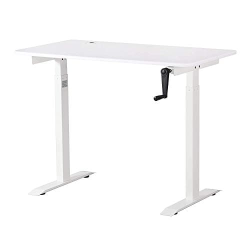 UNICOO Crank Adjustable Height Standing Desk, Adjustable Sit to Stand-up Home Office Desk, Computer Table, Portable Writing Desk (White Top/White Frame - NTCSET-01-WW)