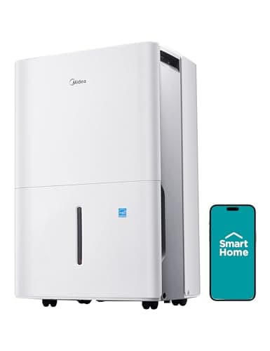 Midea 4,500 Sq. Ft. Dehumidifier With Pump Included, 50 Pint - Ideal For Basements, Large & Medium Sized Rooms, And Bathrooms (White)
