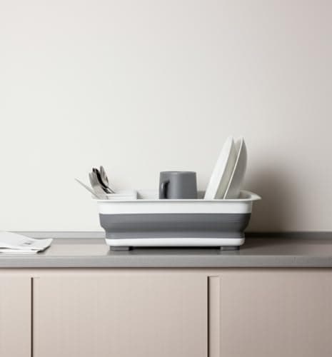 BNYD Plastic Collapsible Dish Drying Rack, Foldable Dinnerware Drainer Organizer for Storage,Kitchen 5