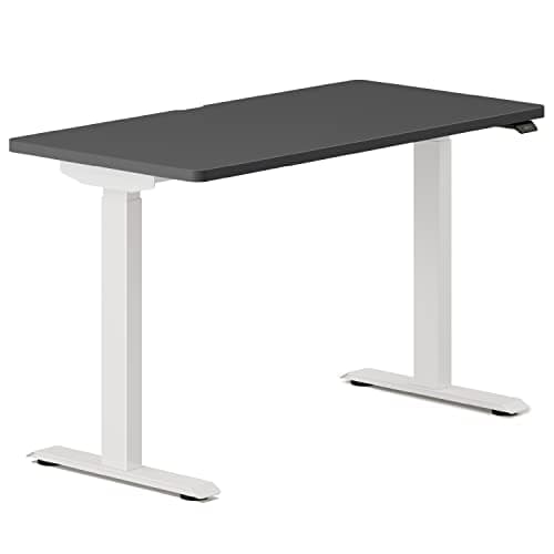 Branch Duo Standing Desk 48 Inches - Adjustable Standing Desk with 20” Range - OLED Control Panel - Frameless Design & Compact Size Suitable for Many Spaces - White Base - Charcoal Top
