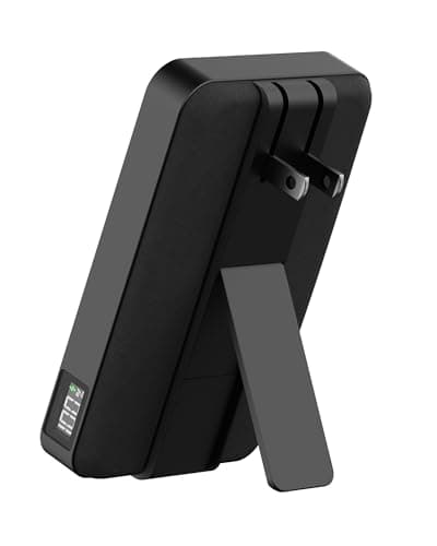 myCharge CliqLuxe+ Magnetic Wireless Power Bank 10,000mAh | iPhone & MagSafe Compatible | Qi2.2 25W Mag Safe Portable Charger | Built-in Wall Plug & Stand | 20W PD USB-C Port | Premium Black Fabric
