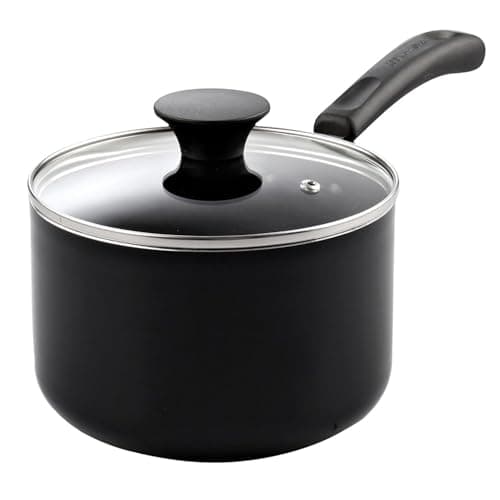 Cook N Home Nonstick Sauce Pan with Glass Lid 2-Qt, Multi-purpose Pot Saucepan Kitchenware, Black, Aluminum