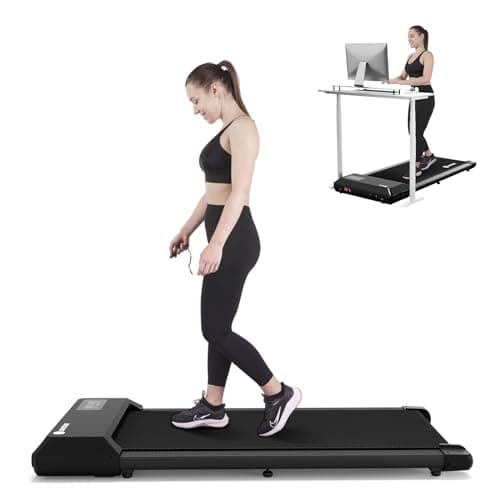 DeerRun Walking Pad Treadmill with 6% Manual Incline,0.6-3.8 MPH,2.5 HP,300 lb Capacity,Under Desk Treadmill for Home Office & Small Spaces,App & Remote Control