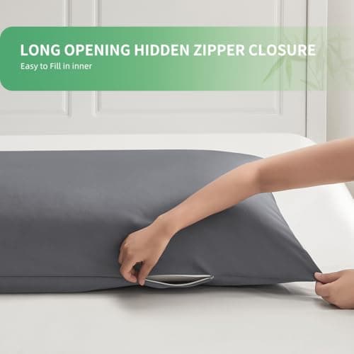 Body Pillowcase, Cooling Viscose from Bamboo Pillow Cover with Zipper Closure, Soft Moisture-Wicking for Hot Sleepers, Hair and Skin-Friendly, Gray, 1 Pack 6