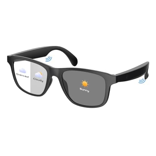 Smart Glasses for Women Men,Bluetooth Glasses with Photochromic Lenses,Built-in Mic & Speakers,Anti-Blue Light Lens with Hands-Free Listening Voice Control,Perfect for Indoor Outdoor
