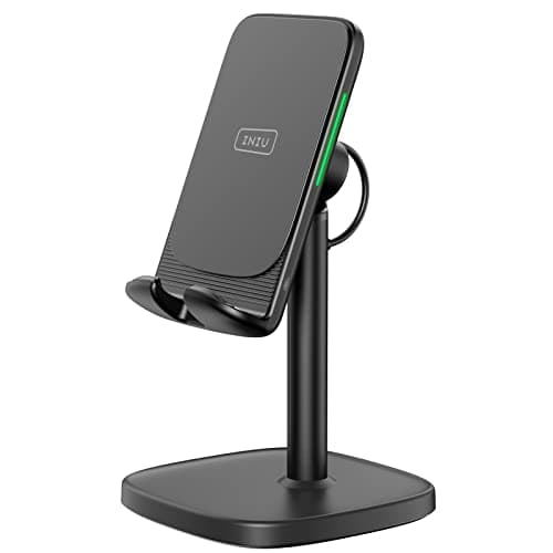 INIU Wireless Charger Stand, 15W Fast Wireless Charging Stand, Adjustable Angle Charger Dock Phone Holder, Wireless Charging Station Compatible with iPhone 15 14 13 12 11 Pro/Max Samsung S22 S21 Pixel 8