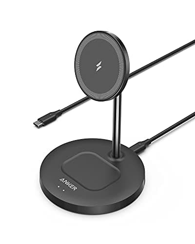 Anker iPhone 16 Wireless Charging Stand, PowerWave 2-in-1 Magnetic Stand Lite with USB-C Cable, for iPhone 16/16 Pro/16 Plus/16 Pro Max/15/14/13 Series, AirPods 2/Pro (No AC Adapter)