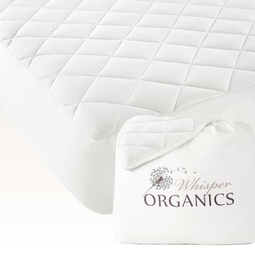 100% Cotton Organic Mattress Pad - Luxury Quilted Mattress Topper Protector Plush & Breathable Machine Washable Design - Fairtrade & GOTS Certified Premium 400GSM Thick with Deep Pocket (Queen)