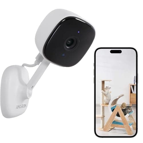 AMOROM 1080P Indoor Wired Security Camera - Works as a Baby Monitor & Pet Camera, Motion Detection, 2-Way Audio, Siren, Night Vision, Subscription-Free Local SD Card or Cloud Storage, 2.4GHz