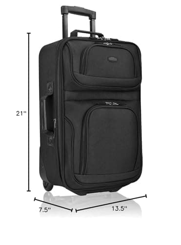 U.S. Traveler Rio Lightweight Softside Rolling Carry-on Suitcase, 2-Wheel Single, Black 8