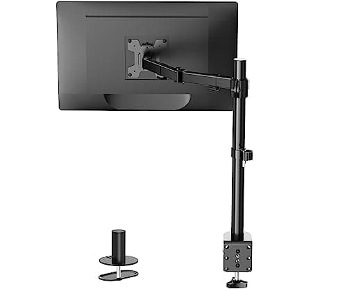 WALI Single Monitor Mount, Single Monitor Arm Desk Mount,Desk Monitors Stand, Holds Screen Up to 32inch, 22lbs, Adjustable Mount with C-CLAMP Designed for Home Office Application(M001), Black