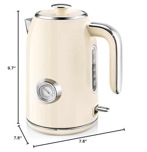 SULIVES Electric Kettle, 1.7L Stainless Steel Tea Kettle with Temperature Gauge, 1500W Water Boiler with LED Light, BPA-Free, Auto Shut-Off and Boil-Dry Protection 7