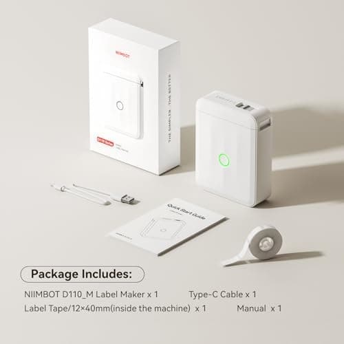 NIIMBOT Label Maker Machine with Tape, D110 New Version Mini Portable Bluetooth Thermal Printer, Sticker Maker Label Maker for Home Office Organization School, Light Gray 8