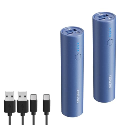 SIXTHGU Portable Charger, 5000mAh Mini Power Bank, S03 2-Pack Pocket Size Fast Charging USB-C (in&Out), PowerNano, Compatible with iPhone Series, Android Phone and More Blue