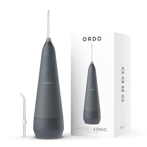Ordo Water Flossers for Teeth, Cordless IPX7 Waterproof Oral Irrigator, 3 Pressure Settings, Portable, Rechargeable Electric Sonic Flosser, Dental Professional Recommended, Charcoal Grey