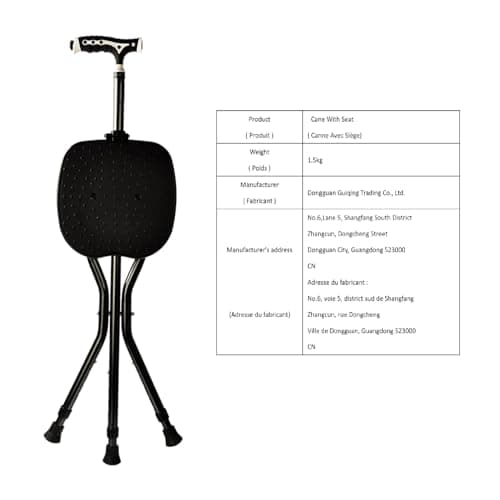 Yayayo Hold 440 lbs Folding Canes with Seat Walking Stick Height Adjustment Cane Seat Capacity Frosted Handle with Magnetic Therapy Stone Crutches Stool (Square LED) 9