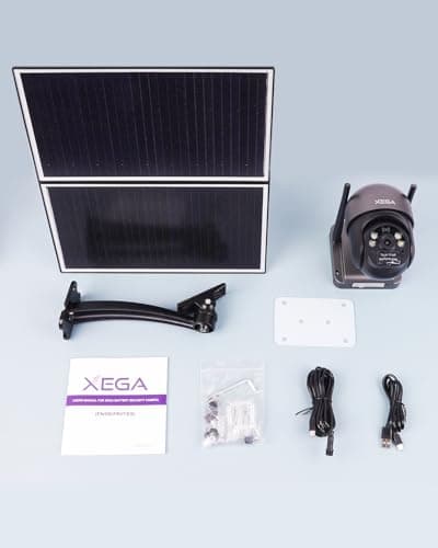Xega® 4G LTE Cellular Security Camera with 20W Solar Panel 20000mAh Built-in Battery - [24/7 Record] Solar No WiFi Security Camera Wireless Outdoor,2K HD Color Night Vision, PIR Motion Detection,IP66 7