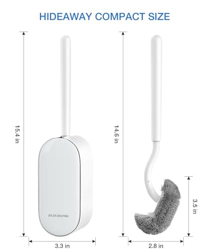 Toilet Bowl Brush and Holder, OSCIOSS Toilet Brush Set with Ergonomic Design, Compact Size, Durable Bristles, RV Toilet Brushes & Holders for Dead Corner Clean, White 7
