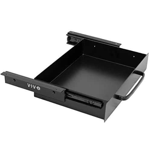 VIVO 13 inch Under Desk Mounted Sliding Pull-out Drawer for Office Desk, Pull Handle, Storage Organizer for Sit Stand Workstation, Black, DESK-DR1H-B